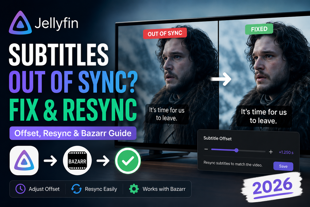 Fix Jellyfin Subtitles Out of Sync 2026: Manual Offset, Resync & Auto-Sync with Bazarr