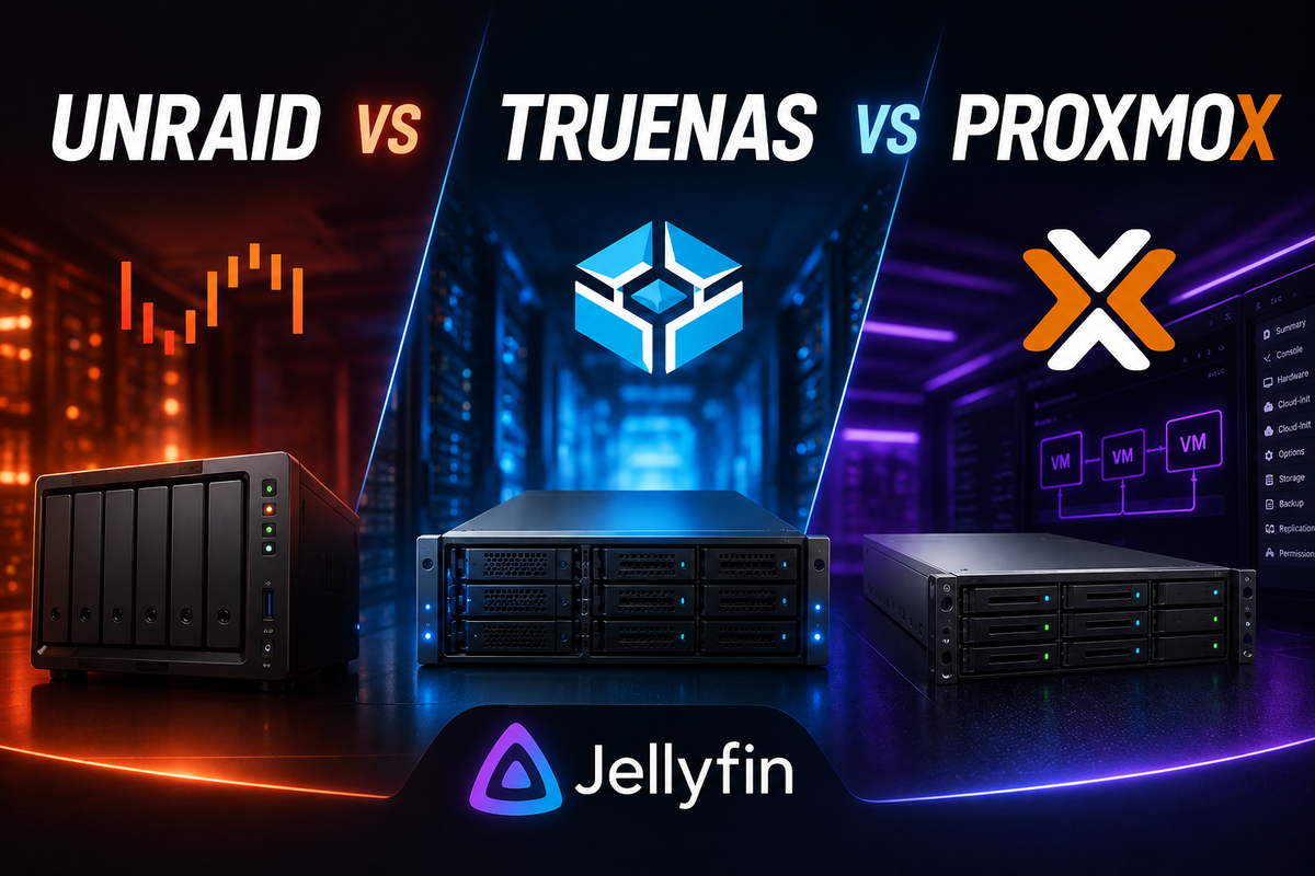 Unraid vs TrueNAS vs Proxmox for Jellyfin 2026: Which NAS/Hypervisor OS Should You Choose?